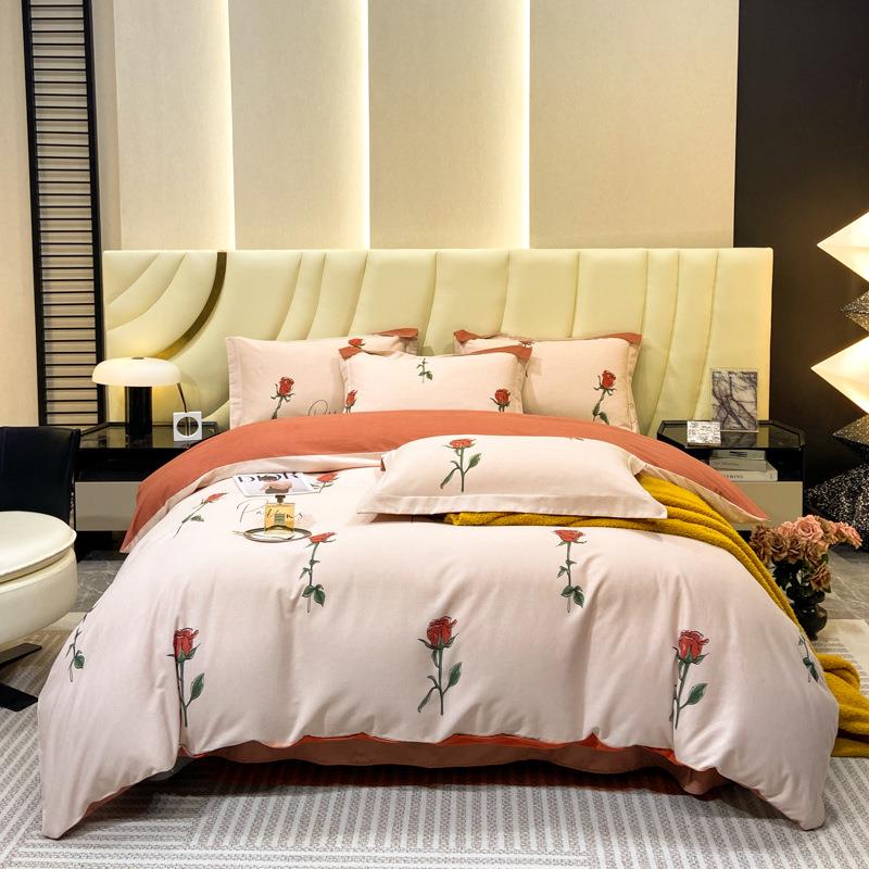 秋冬加厚喷气磨毛四件套床上用品磨毛床单被套小清新四件套工厂直