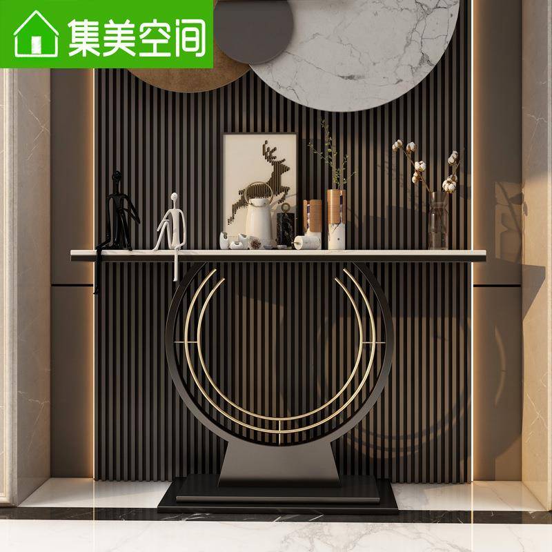 轻奢北欧玄关桌现代简约超窄新中式条案门厅入户柜进门靠墙端景台