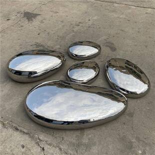 不锈钢鹅卵石水池景观石雕塑摆件户外园林草地假山风景石抛光镜面