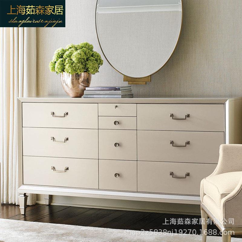 轻奢实木多斗柜美式卧室储物边柜简约现代客厅装饰屉收纳高玄关柜