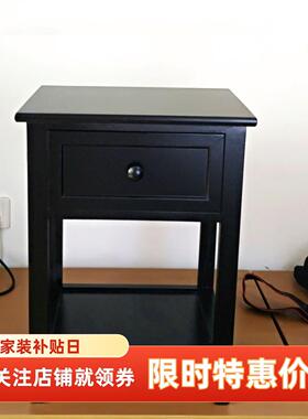 0J韩式简约现代实木床头柜简易40cm收纳床边柜经济型黑色边角柜整