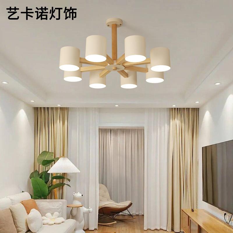 北欧客厅吊灯简约现代大气实木卧室餐厅灯日式个性书房原木风灯具
