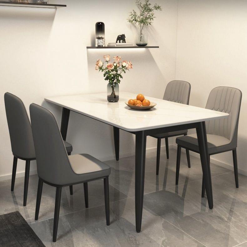 岩板餐桌家用现代简约轻奢饭桌客厅长方形大理石小户型餐桌椅组合