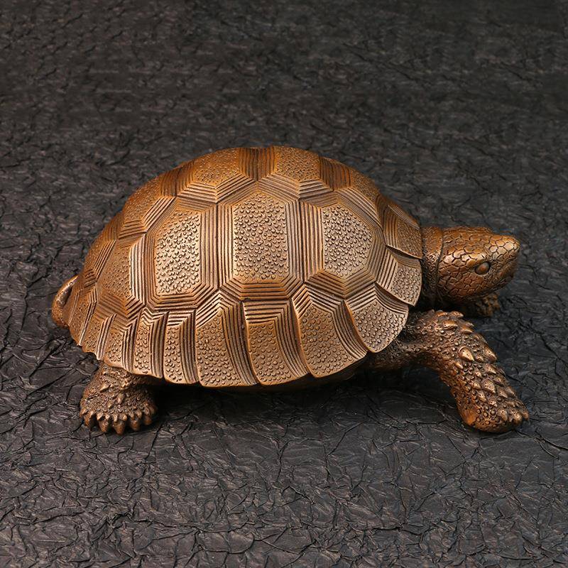 艺品江山纯紫铜苏卡达陆龟书房办公室桌面把玩乌龟富甲天下工艺品