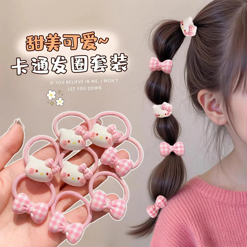 卡通粉色可爱KT猫咪发饰宝宝小皮筋高弹不伤发女童扎头发头绳头饰