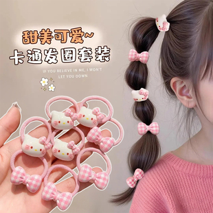 卡通粉色可爱KT猫咪发饰宝宝小皮筋高弹不伤发女童扎头发头绳头饰