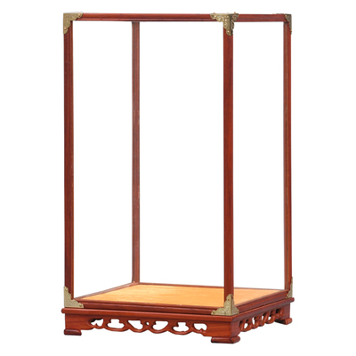 红木宝笼玻璃罩子古董佛像观音底座实木摆件防尘罩透明展示盒定制