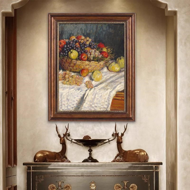 莫奈油画装饰画美式复古挂画水果餐厅印象客厅玄关组合画世界名画图片