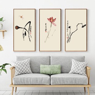 必画中式画客厅装饰画竖版酒店走廊玄关挂画油画布画芯喷绘壁画