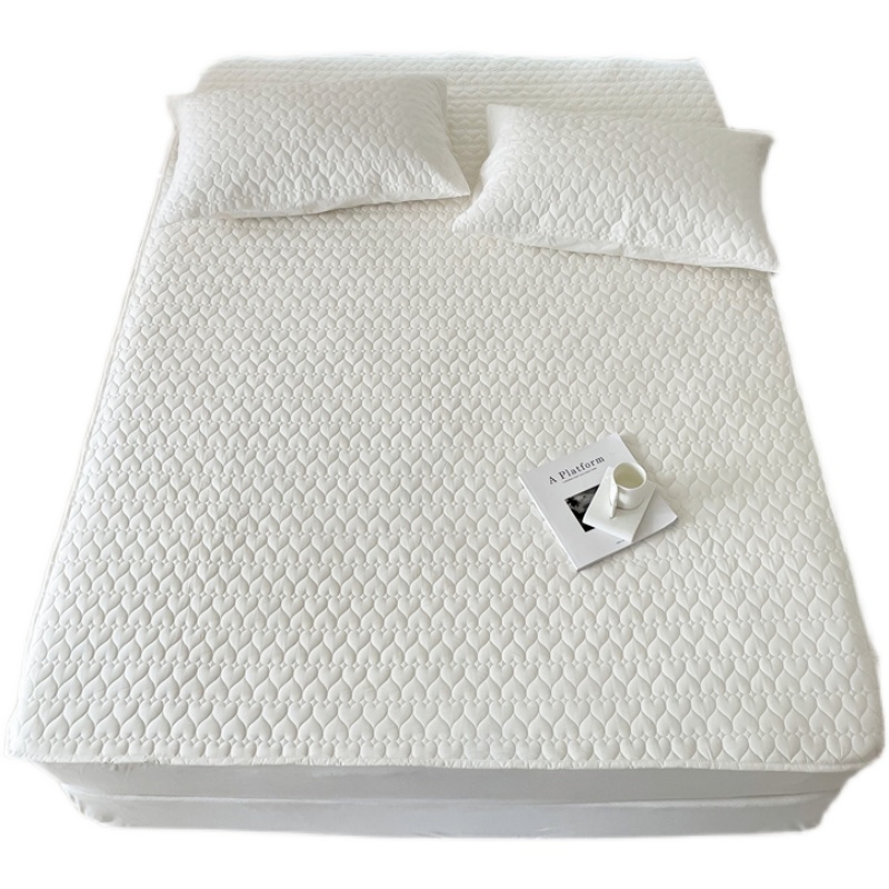 爱心夹棉白色床笠单件床垫保护套全棉床罩褥子套防滑防尘加厚全包