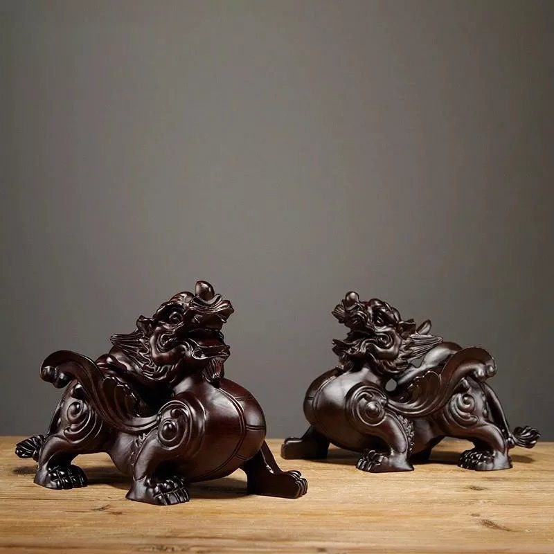 花梨木雕貔貅摆件实木大号一对客厅家居办公室装饰工艺品开业送礼