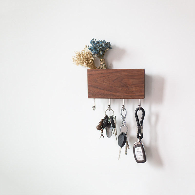 墙上创意壁挂北欧进门钥匙挂钩实木玄关I客厅收纳盒子免打孔挂衣,收纳整理,挂钩/粘钩,淘宝优惠券,粉丝福利购,淘宝优惠卷