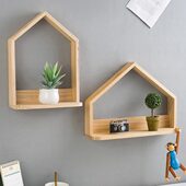 装 饰北欧创意原木柜面架墙壁实木墙上置物架免打孔客厅电视背景墙