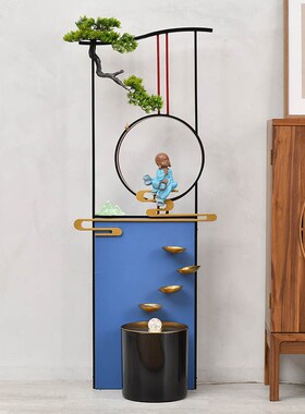 新中式招a财客厅流水喷泉摆件轻奢铁艺现代家居阳台办公室玄关装