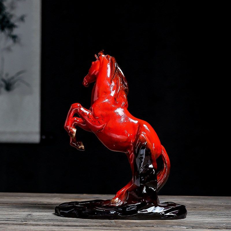 陶瓷招财马摆件 马到成功家居客厅D红色骏马办公电视柜工艺品瓷器,特色手工艺,其他特色工艺品,淘宝优惠券,粉丝福利购,淘宝优惠卷