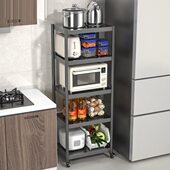 子多功能家用储物架厨房收纳烤箱微波炉置物架落地多层货架可移动