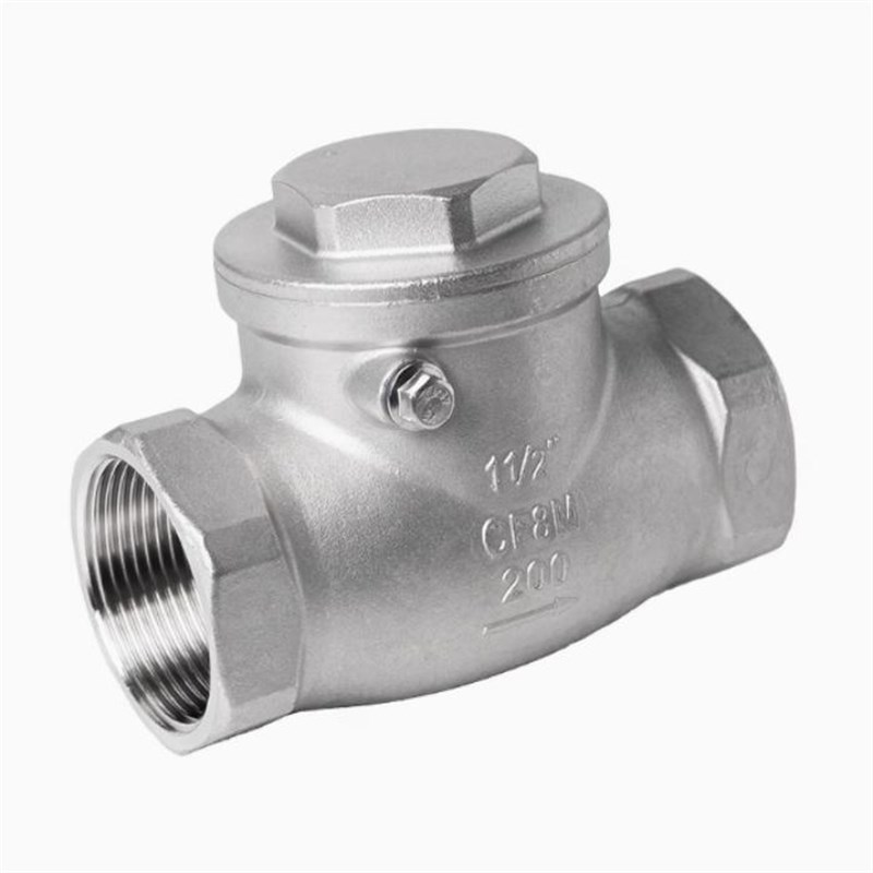 304不锈钢卧式止回阀H14W-16P内螺纹丝扣旋M启摇摆式单向阀4分DN1