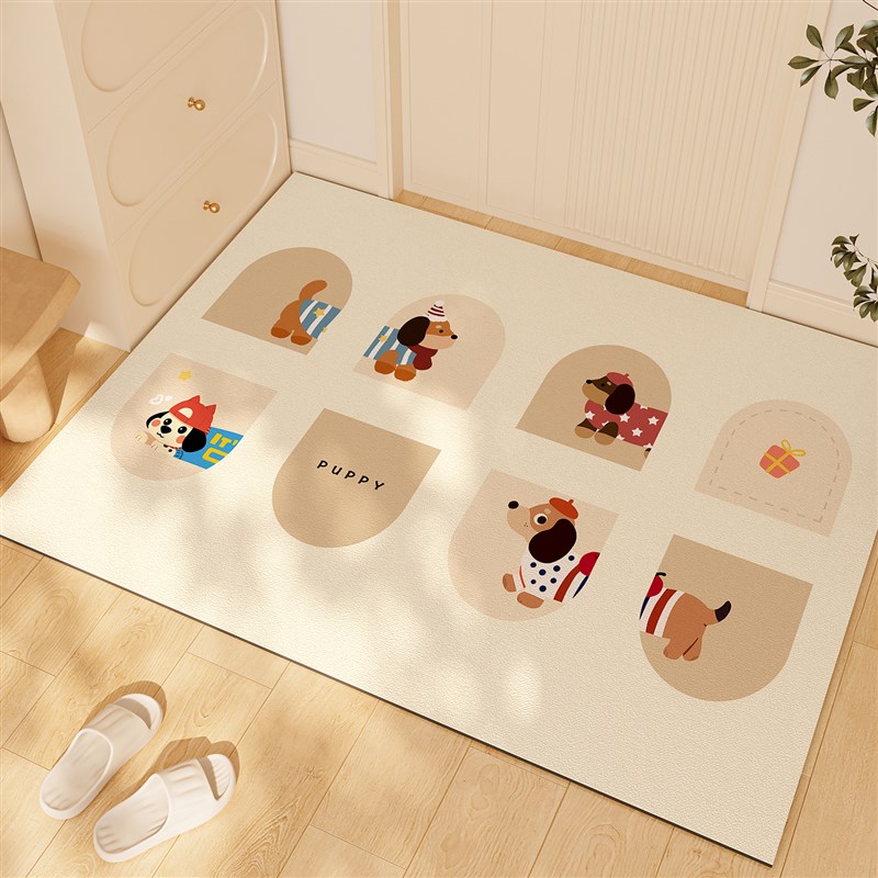 卡通腊肠狗入户门地垫矽藻泥吸水防D滑耐脏免洗厕所门口地毯进门