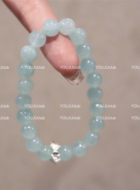 YOUJUclub-露染胭脂~淡蓝色新中式清冷感温柔优雅串X珠高级感手炼