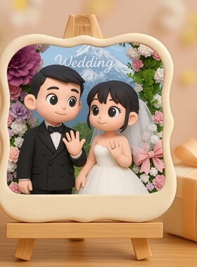 Q版照片定制3D打印相框冰箱贴相框摆件生日照婚纱照情侣定制礼物