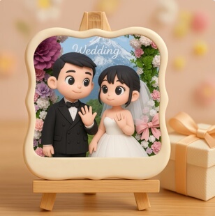 Q版照片定制3D打印相框冰箱贴相框摆件生日照婚纱照情侣定制礼物