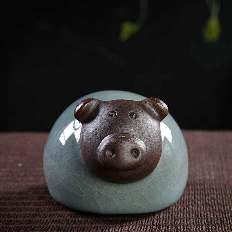 可爱十二生肖摆件小羊小牛陶瓷工艺品小动物创意客厅家居装饰摆设
