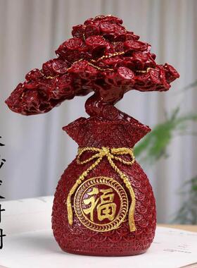 朱砂摆件发财树紫金砂家用旺宅居家摇钱树摆件礼品饰品