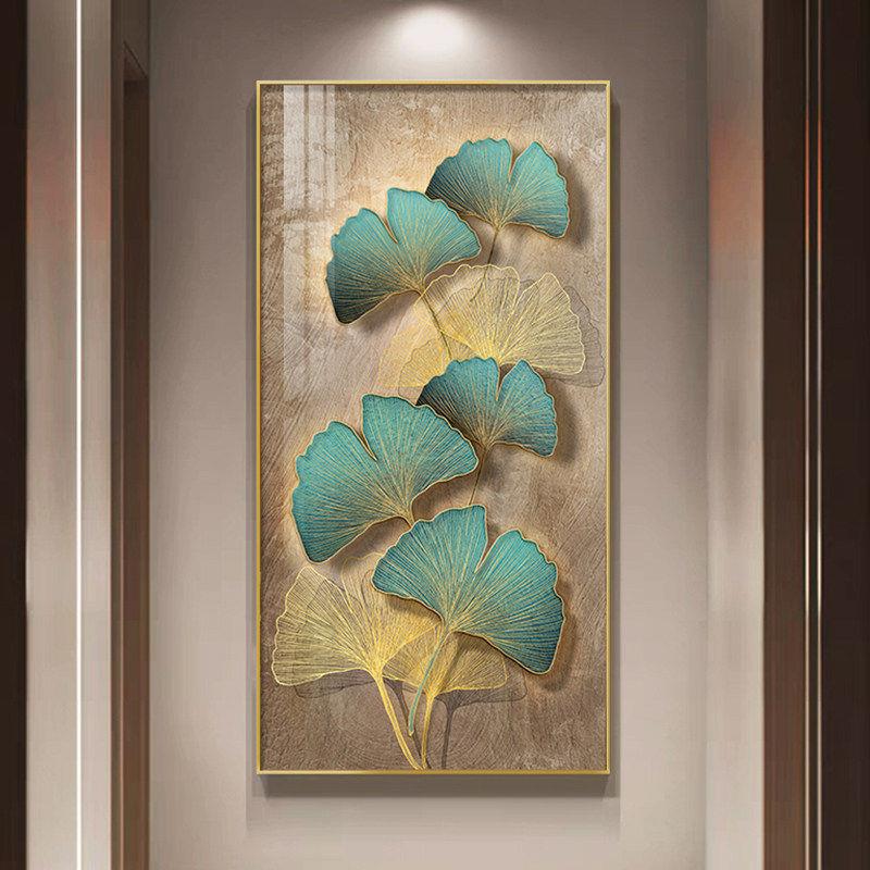 新款入户门玄关装饰画银杏叶现代简约轻奢高级感走廊家大业大挂画