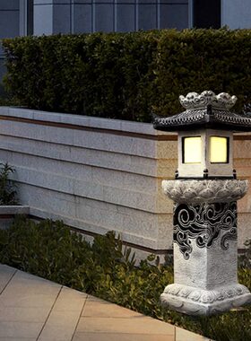 梦古灯柱新中式水泥仿古祥云庭院复古风影视道具中国风落地摆件