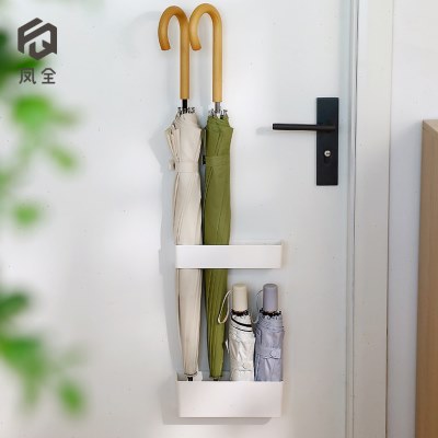 日式入户家用置伞架壁挂收纳柜架门后雨伞桶免打孔放伞置物架门口