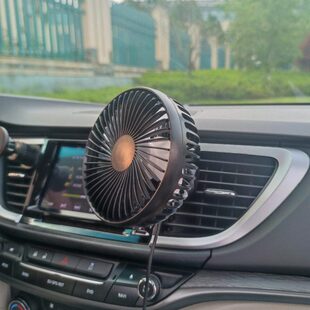 汽车空调口用USB风扇车载椅背电扇货车轿车通用大风力静音可旋转