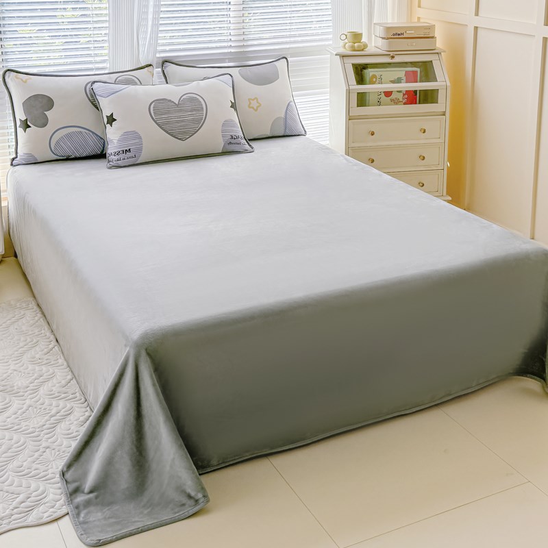 同款牛奶绒珊瑚床单n单件法兰绒毯冬季毛绒加绒毛毯垫被单人床笠