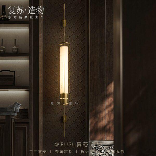 新中式壁灯酒店大堂过道仿云石大壁灯别墅会所宴会厅工程长臂壁灯
