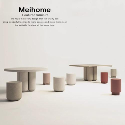 桌椅组合简约日式方圆形桌圆凳户外花园别墅套件休闲阳台墩凳子