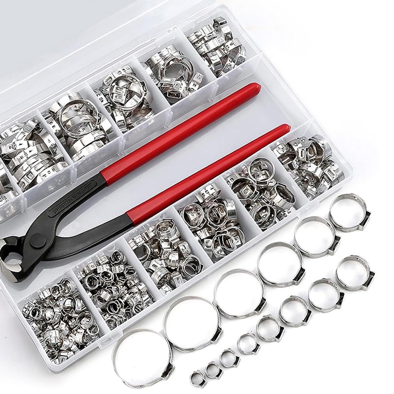 250个a 304不锈钢单耳无极卡箍5.3-33.1mm喉箍抱箍管夹球笼卡箍钳