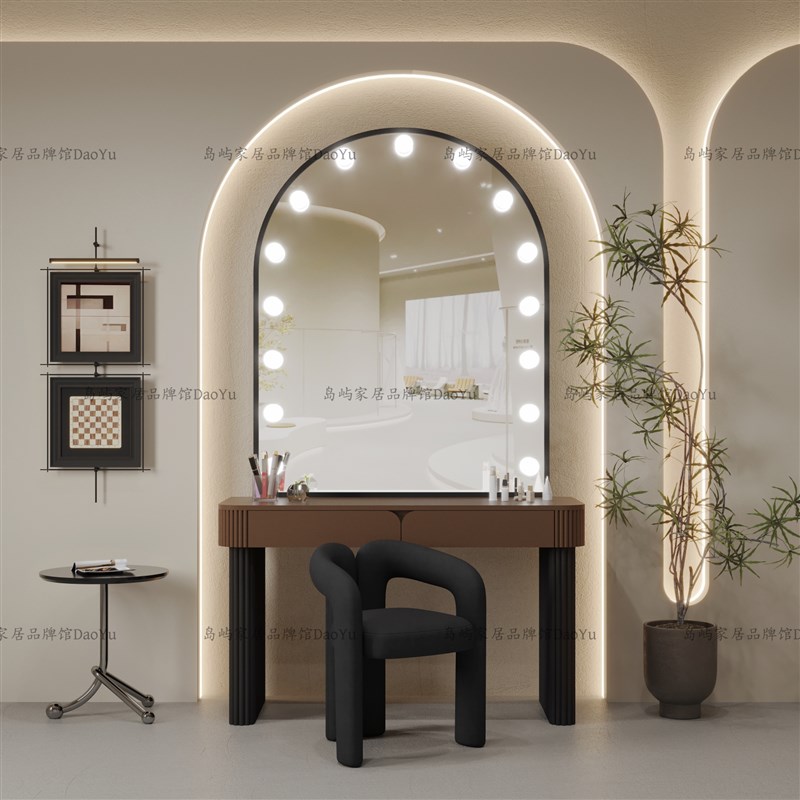 奶油婚纱b照相馆化妆台带灯专业店用化妆台美容院工作室彩妆化妆