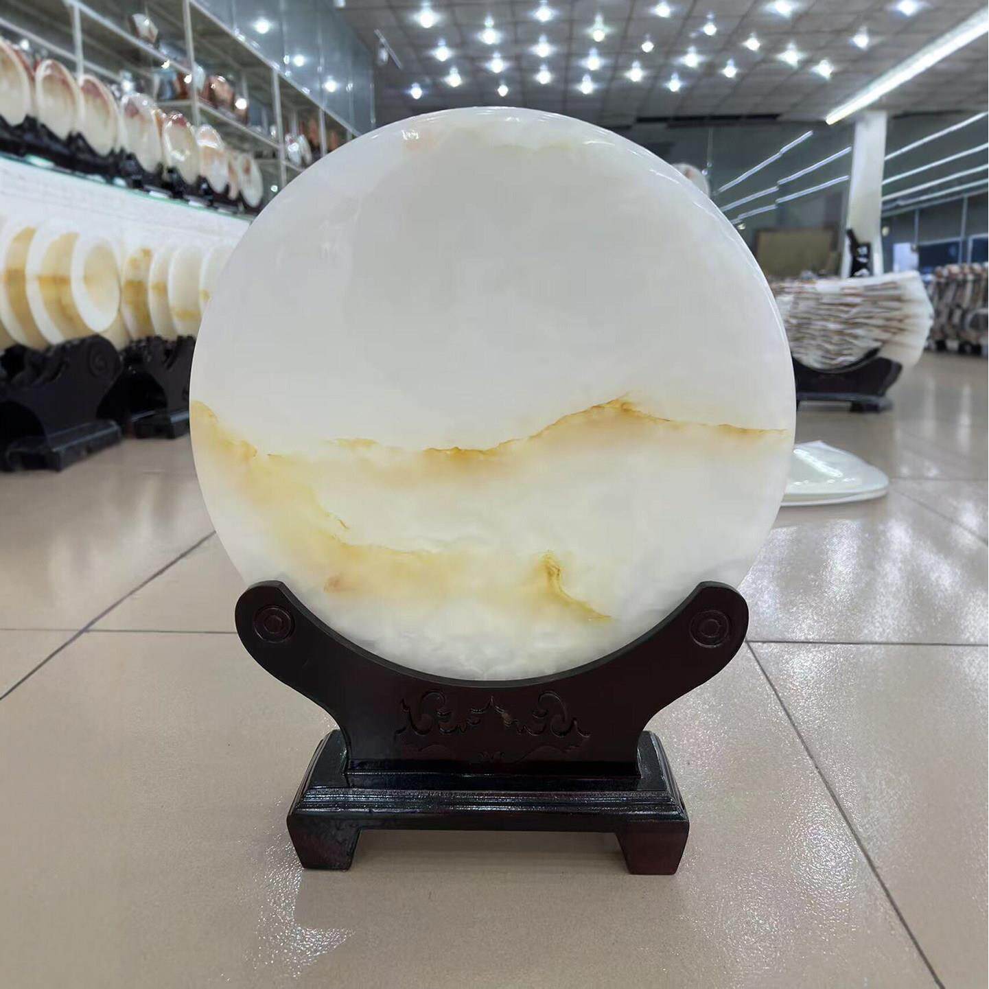 天然玉石平安扣玉壁杯古罗汉眼装饰摆件家居客厅玄关桌面工艺品品