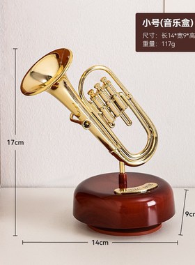 生日礼物复古f留声机音乐盒摆件酒吧玄关桌面创意家居装饰八音盒