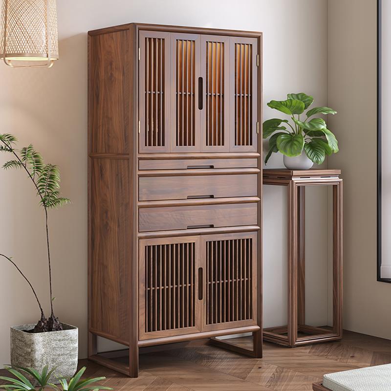 黑胡桃木新中式佛龛供桌神台家用佛台观音关公财神爷佛柜简约带门