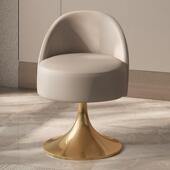 意式 轻奢卧室不锈钢真皮带靠背可旋转梳妆凳极简化妆凳椅小户型