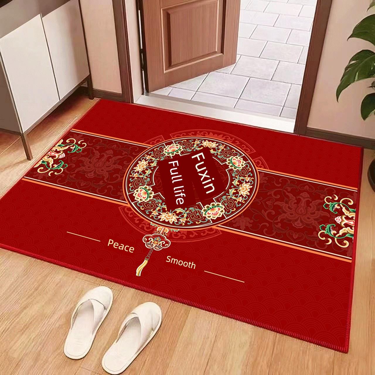 入户门地垫喜庆家用新款红色地毯耐脏防滑高级感进门玄关蹭脚垫子