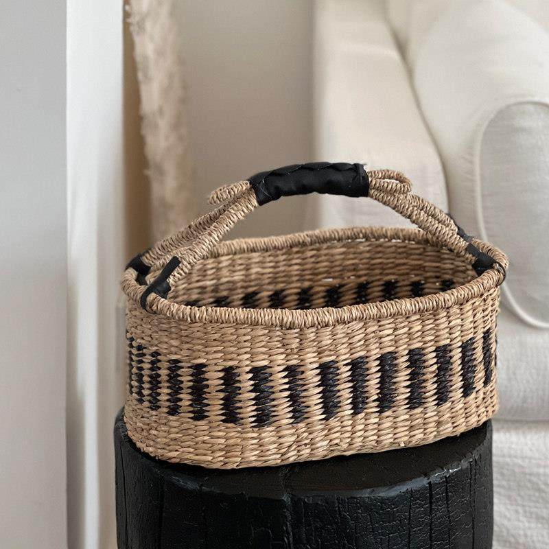 海草手工编织篮子进口非洲元素ins风装饰水果买 菜野餐收纳筐,收纳整理,收纳筐,淘宝优惠券,粉丝福利购,淘宝优惠卷