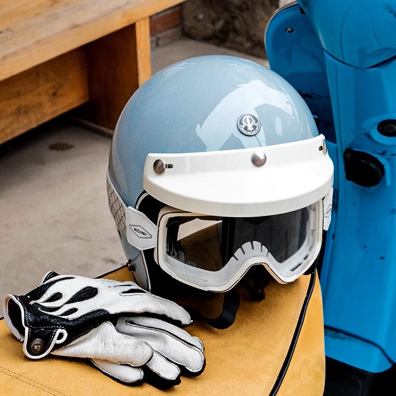 中国台湾Ar3/4头盔普通摩托车头盔纯色覆古摩托车头盔男女小头盔