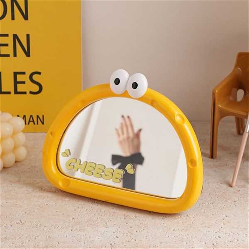 奶酪化妆镜台式桌面可立家用宿舍学生梳妆镜子可爱卡通便携小圆镜