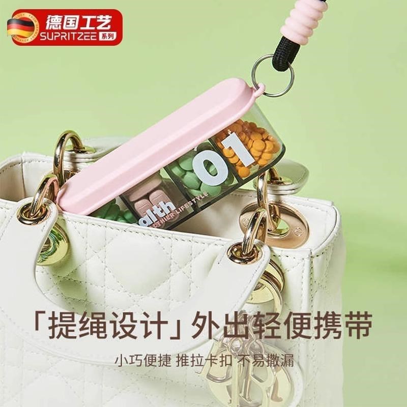 德国药盒便携式随身小药品分装盒B一周七天一日三餐密封大容量分