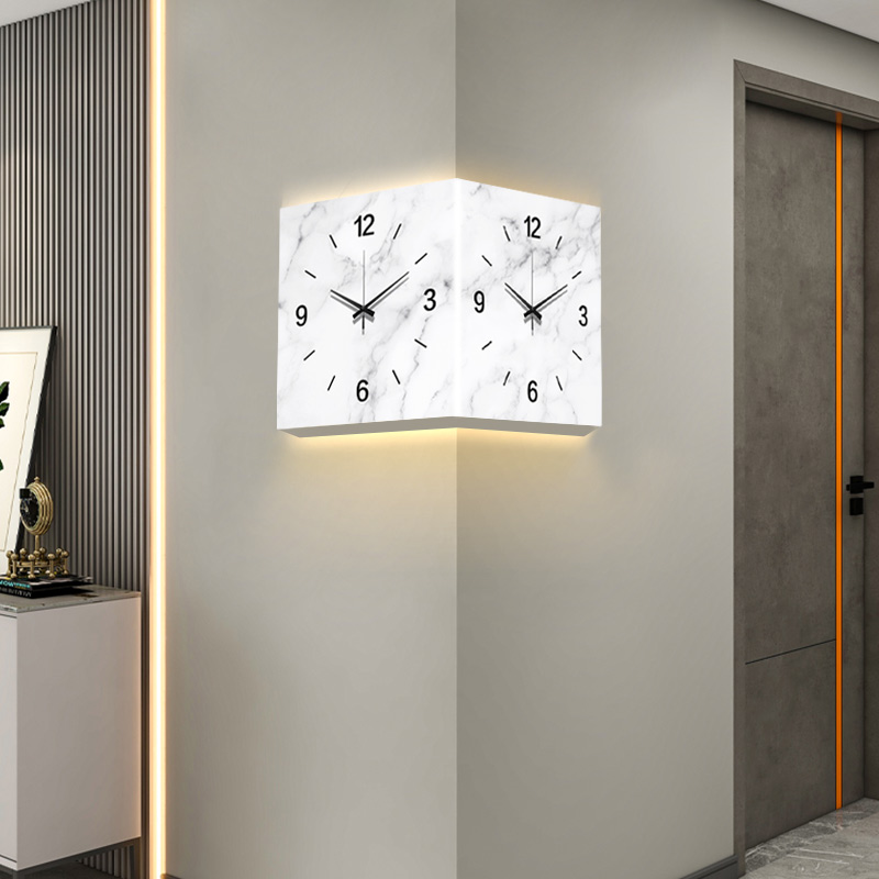 客厅转角时钟指针款2024新款y电子钟现代简约双面挂钟创意挂墙钟