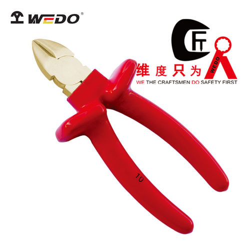 WEDO维度防爆绝缘工具VDE认证铝青铜无火花浸塑斜口钳 INA6203A