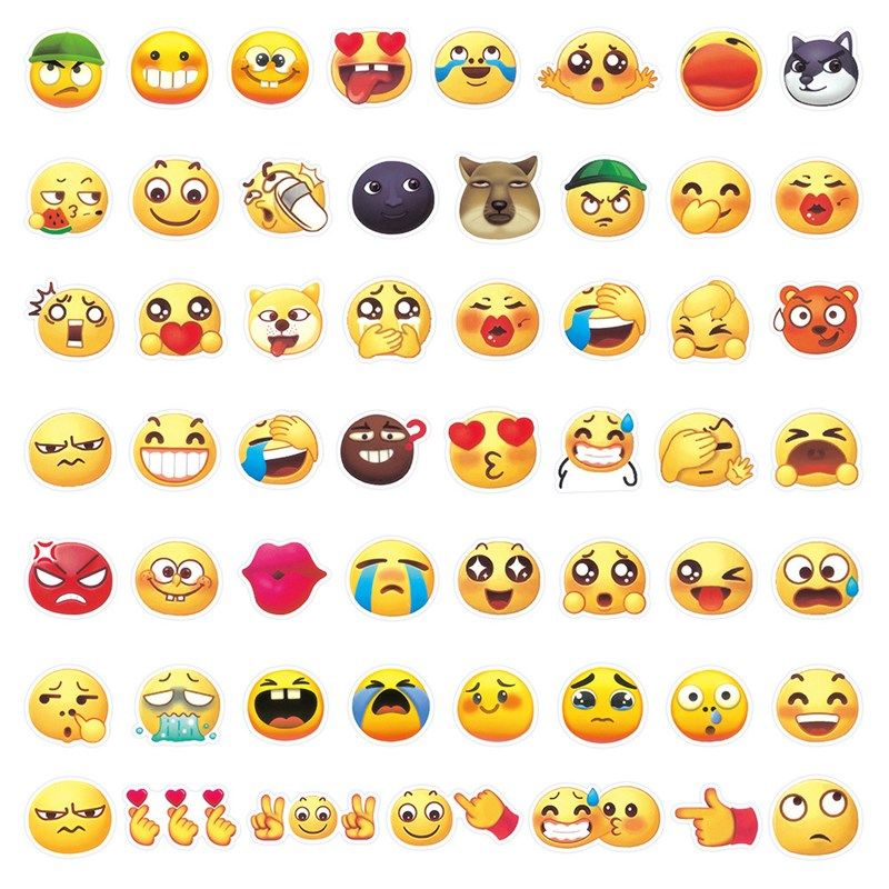 60张热卖网红搞笑小黄豆表情包聊天表情涂鸦贴纸装饰笔记本头盔冰