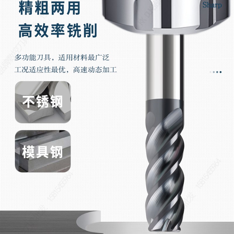 多功能高效率PS钨钢涂层圆鼻刀1R0.1-16R2标长加长开粗精铣高光洁