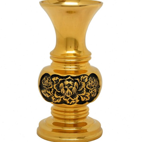 铜花瓶摆件 佛台供花观音净水瓶佛前 家用莲花 佛具用品